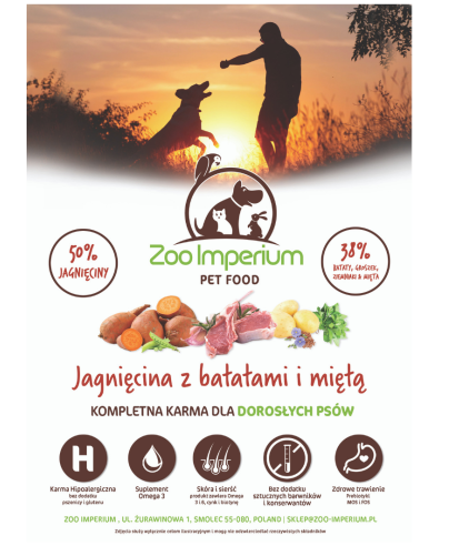 Zoo-Imperium Jagnięcina z Batatami i Miętą 12 kg – karma grain free dla dobermana opakowanie