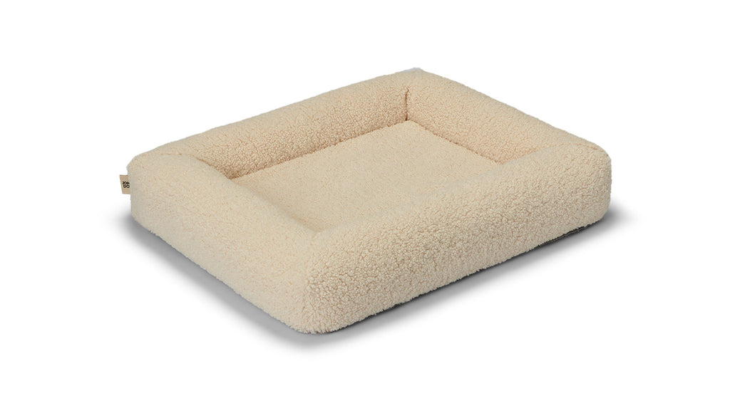 Legowisko dla Dobermana Kanapa BALI WOOLY Beżowe Ecru XXL 120x85x19 cm – Premium Posłanie dla Dużych Ras