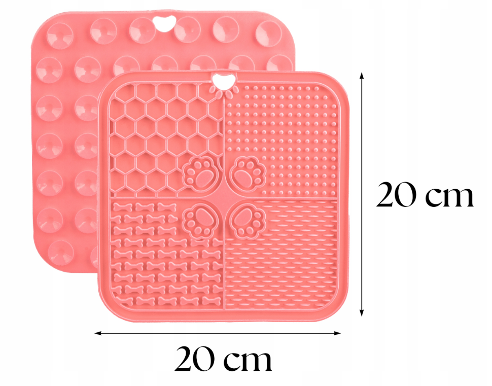 Mata do Lizania dla Dobermana Antystresowa XL 20x20 cm Różowa z Przyssawkami | SklepDoberman.pl