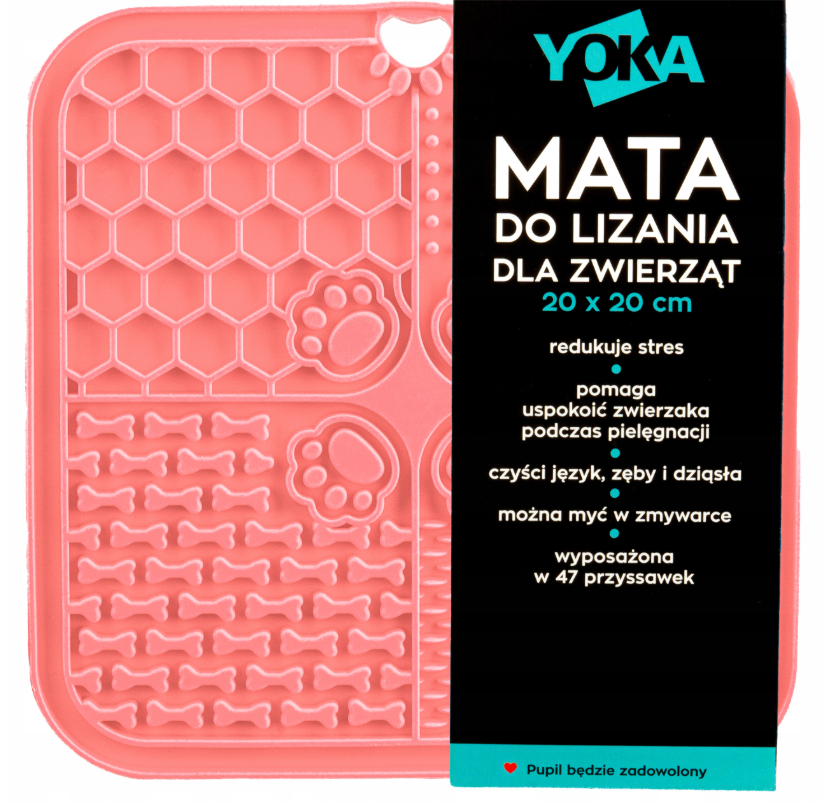 Mata do Lizania dla Dobermana Antystresowa XL 20x20 cm Różowa z Przyssawkami | SklepDoberman.pl