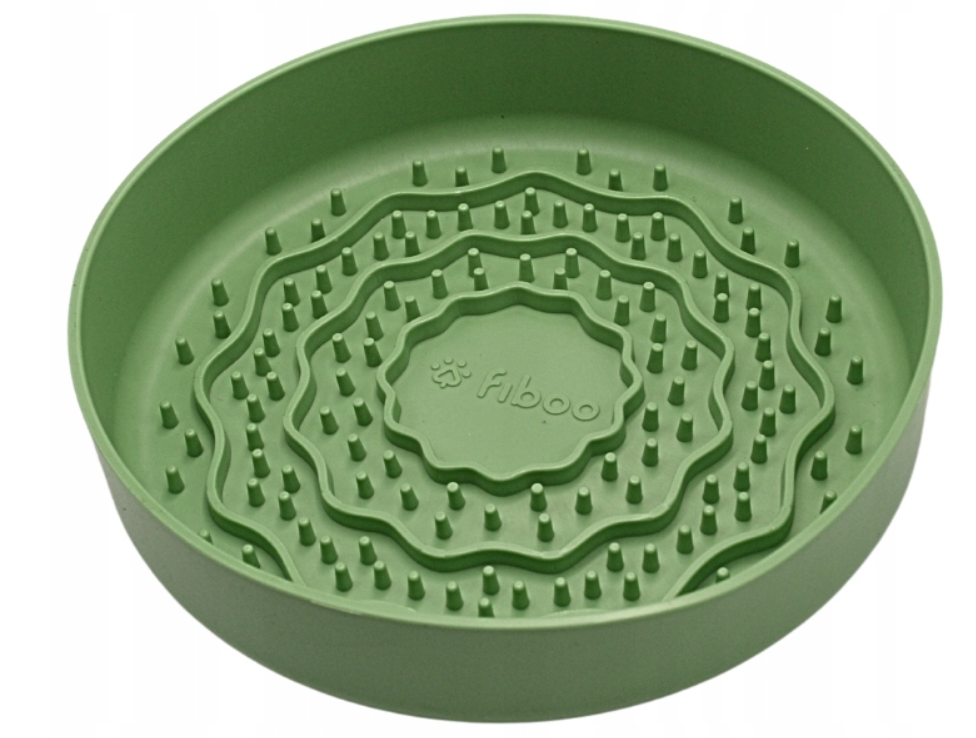 Ekologiczna Miska Spowalniająca Jedzenie dla Dobermana Fiboo Lick Fiboowl Zielona 19 cm 2w1 z Matą do Lizania | SklepDoberman.pl