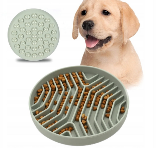 Duża Silikonowa Miska Spowalniająca Jedzenie dla Dobermana z Przyssawkami 500 ml Jasnozielona | SklepDoberman.pl