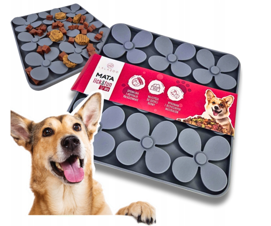 Mata do Lizania dla Dobermana Licki Mata Spowalniająca Jedzenie Szara 20 cm z Przyssawkami | SklepDoberman.pl
