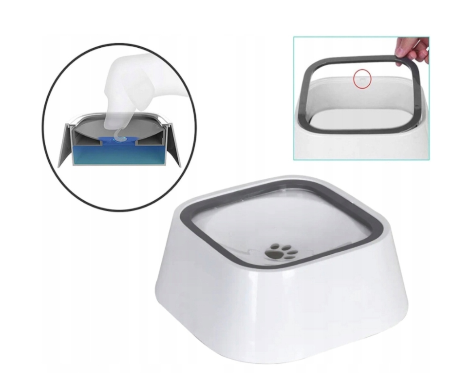 Niechlapąca Miska na Wodę dla Dobermana 1,5L z Pływającym Dyskiem - Biała Duża | SklepDoberman.pl