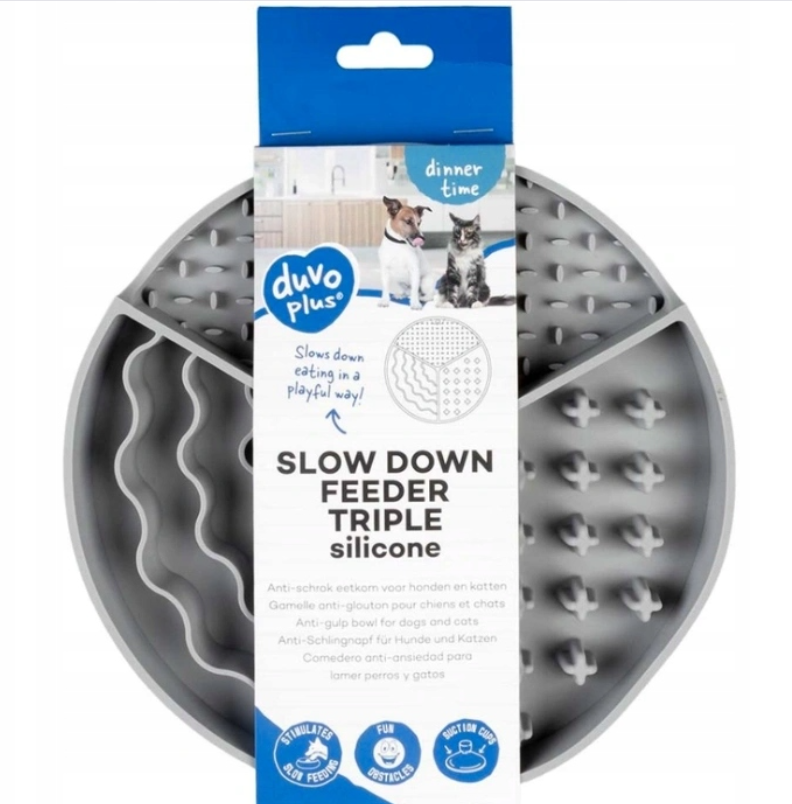 Duvo+ Triple Mata Spowalniająca Jedzenie dla Dobermana Silikonowa Szara 20 cm | SklepDoberman.pl
