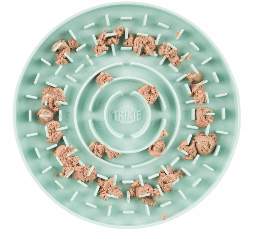 Miętowa silikonowa miska dla dobermana spowalniająca jedzenie – elastyczny materiał TPR, antypoślizgowa