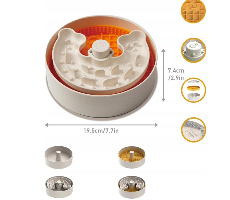 Wielowarstwowa Antypoślizgowa Obrotowa Miska Spowalniająca Jedzenie dla Dobermana 1L | SklepDoberman.pl