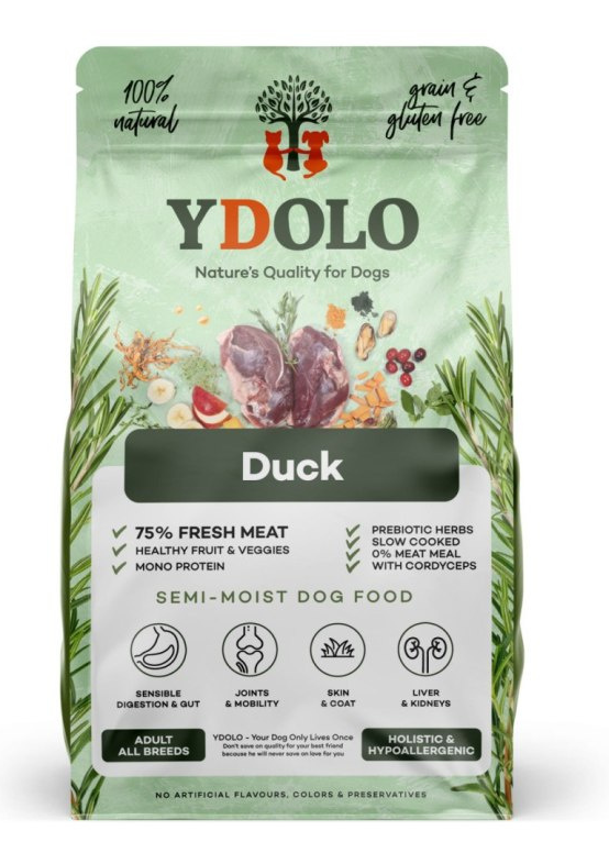 YDOLO Duck karma półwilgotna 2,5 kg z kaczką – opakowanie premium dla dobermana